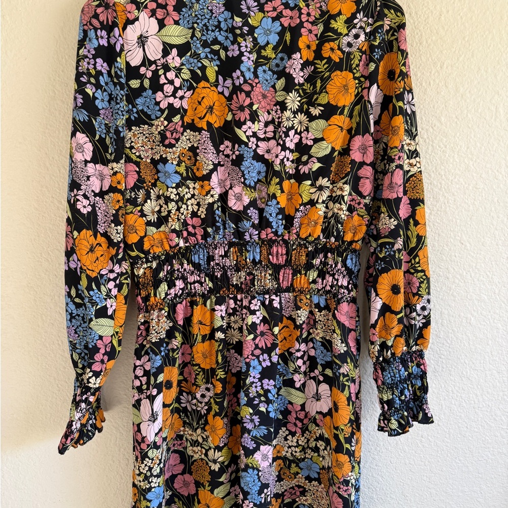 Wayf Multicolor Floral Smocked Mini Dress-Size L - Picture 4 of 8